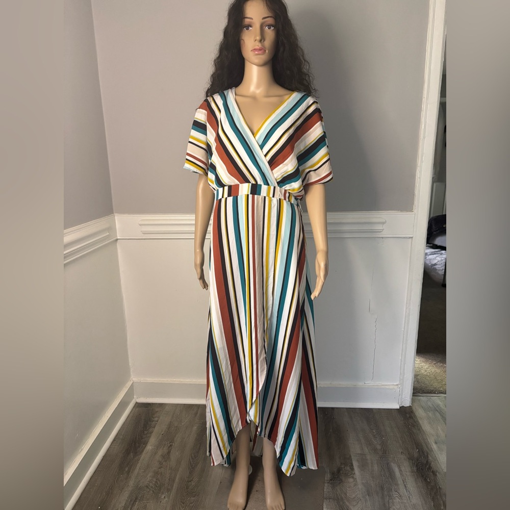 Striped Multicolor Maxi Dress by Luxology